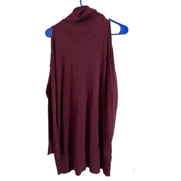 BcbGeneration Knit Tunic Sweater Women's Sz XS Cold-Shoulder Pullover Brulee NEW - Picture 2 of 9